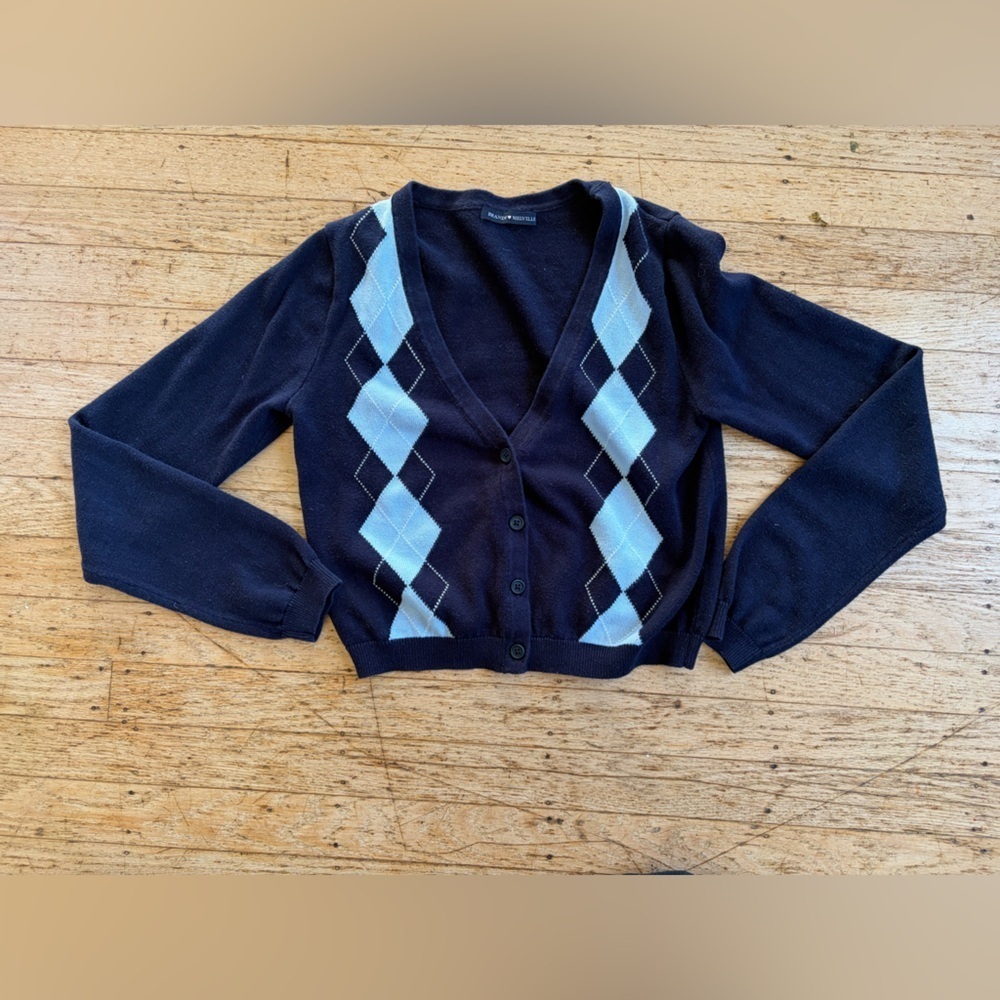 Brandy Melville argyle cardigan crop